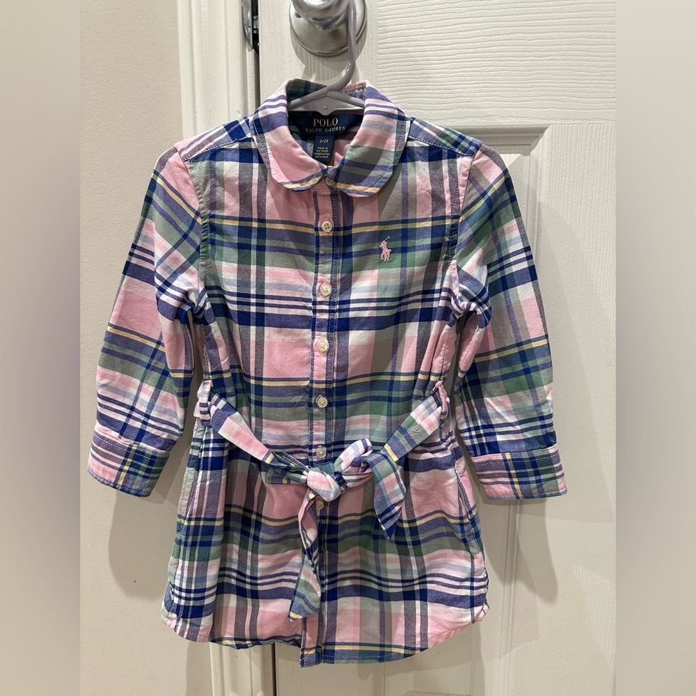 Ralph Lauren Pink and Blue Plaid Shirt Dress